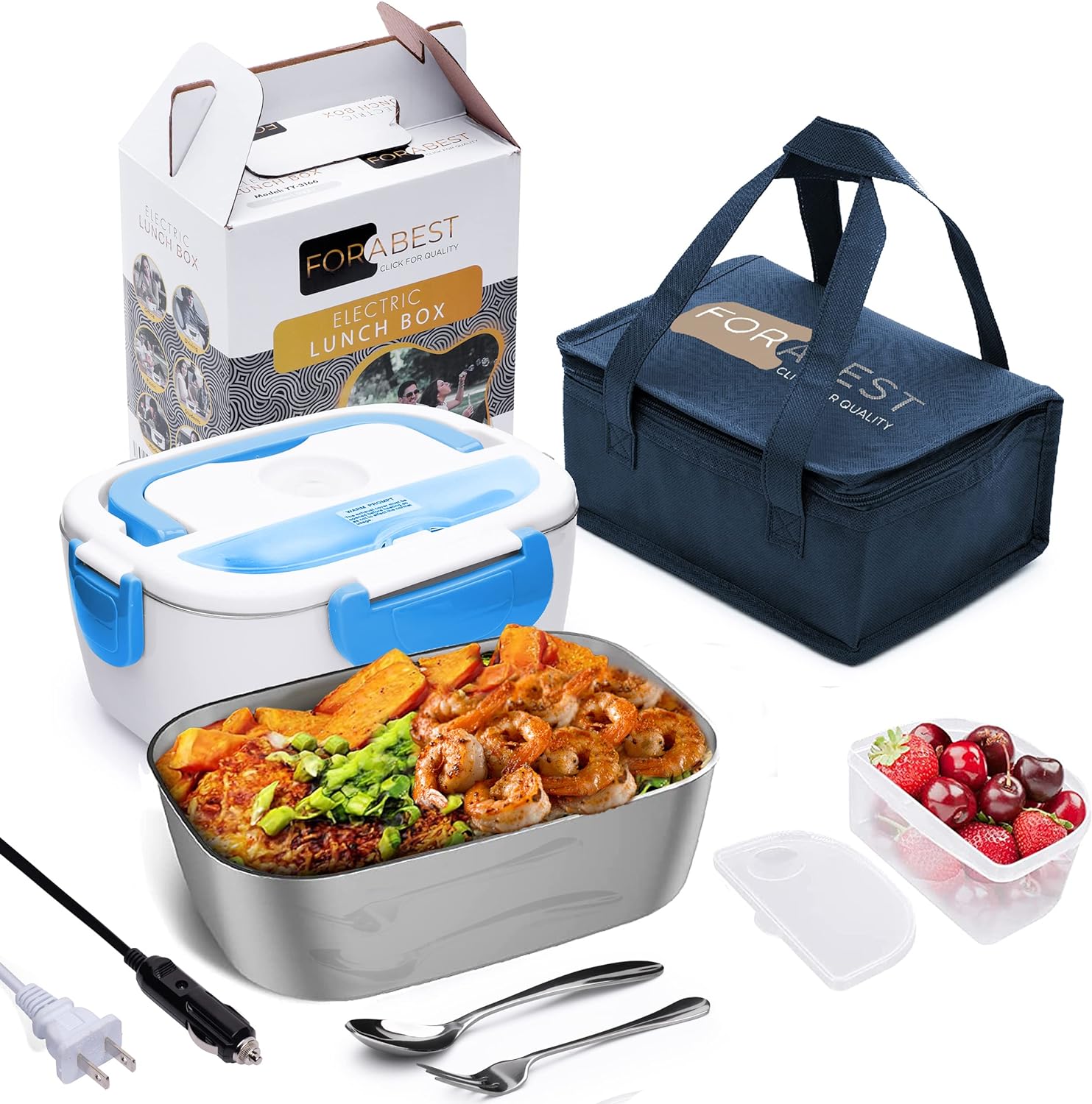 FORABEST Electric Lunch Box 3 in 1 Portable Food Warmer